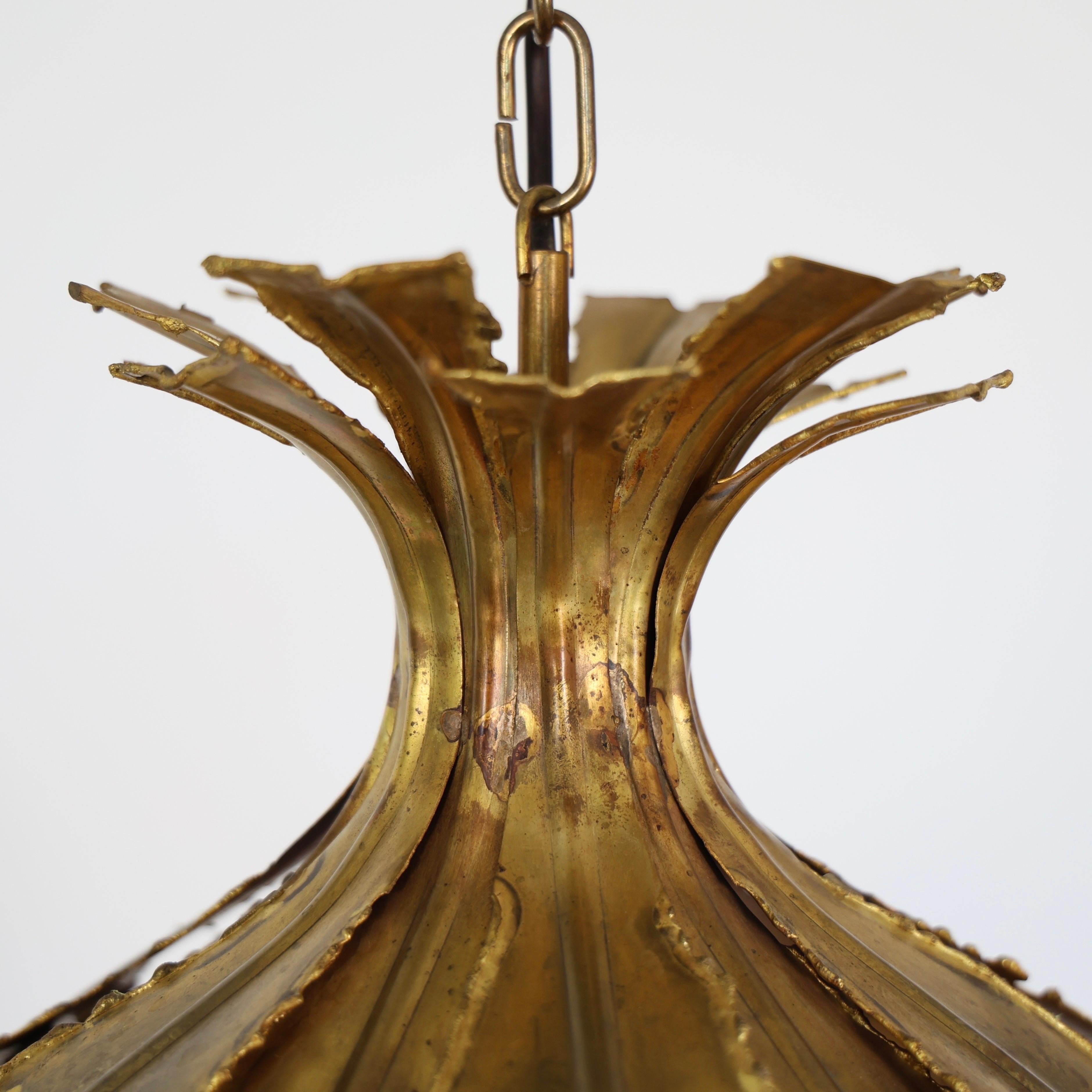 Substantial Brass Pendant Light by Svend Aage Holm Sorensen, 1960s, Denmark For Sale 1