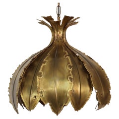 Substantial Brass Pendant Light by Svend Aage Holm Sorensen, 1960s, Denmark