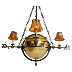 Substantial Brass Vintage Globe / Compass Chandelier by Maitland-Smith, c. 1980s