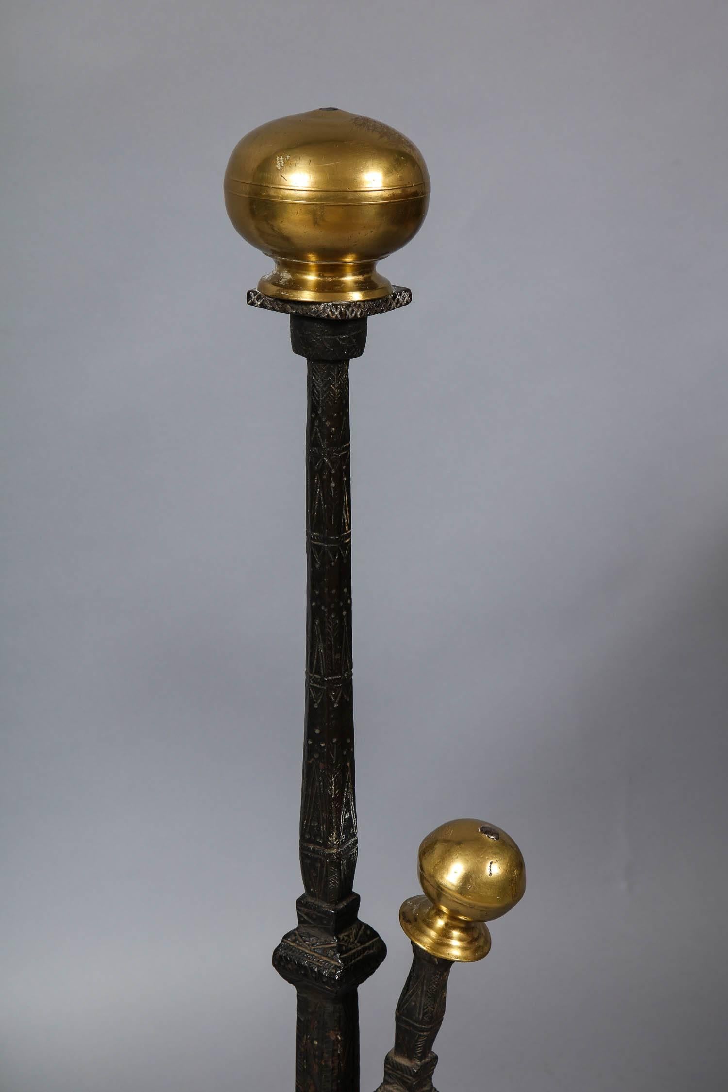 Substantial Bronze and Iron Andirons 3