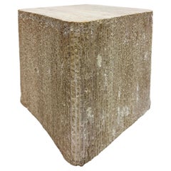 Substantial Brutalist Natural Travertine Stone Side Table or Seat