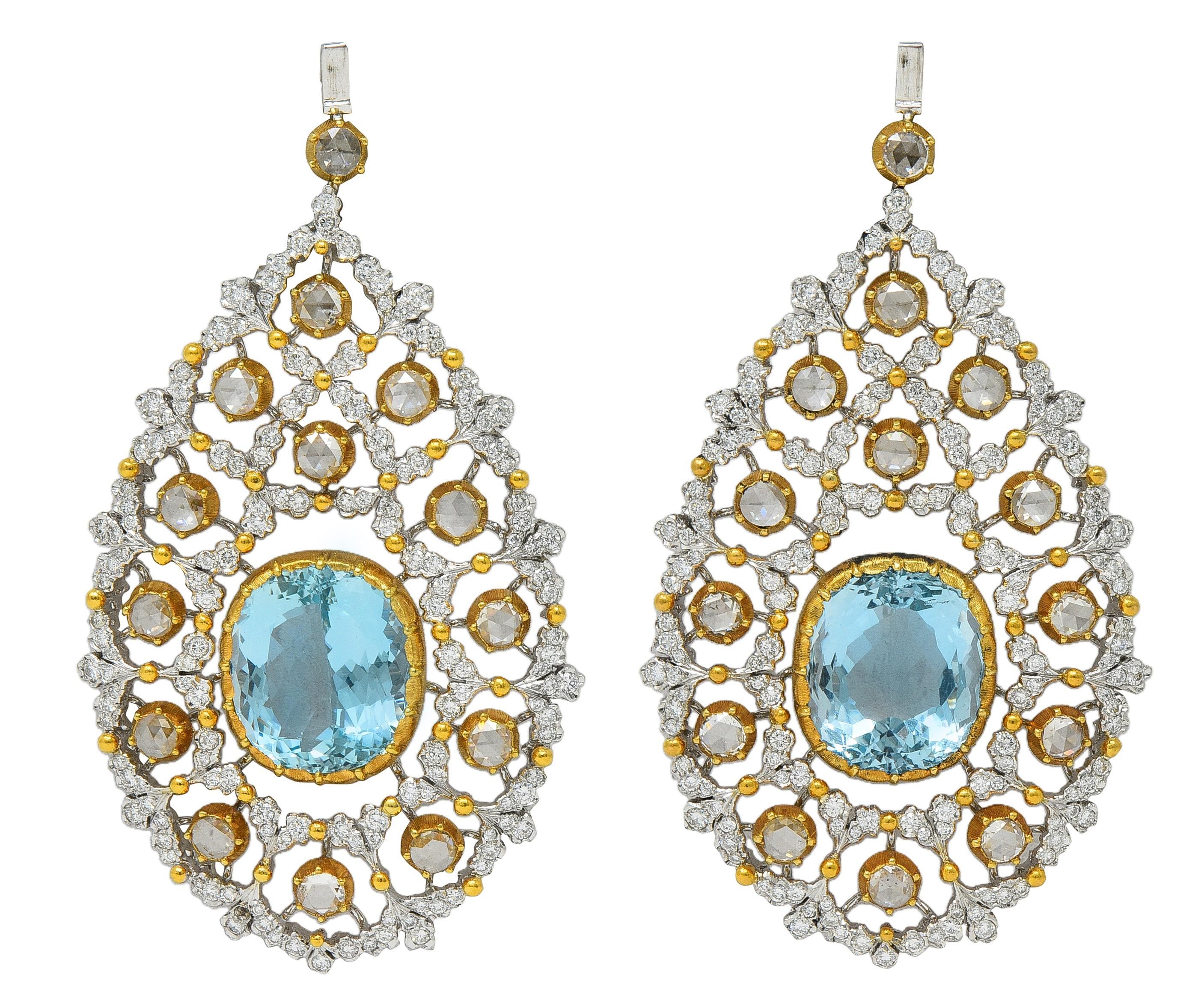 Boucles d'oreilles Jour et Nuit en or 18K de Buccellati avec aigue-marine et diamant en vente 5