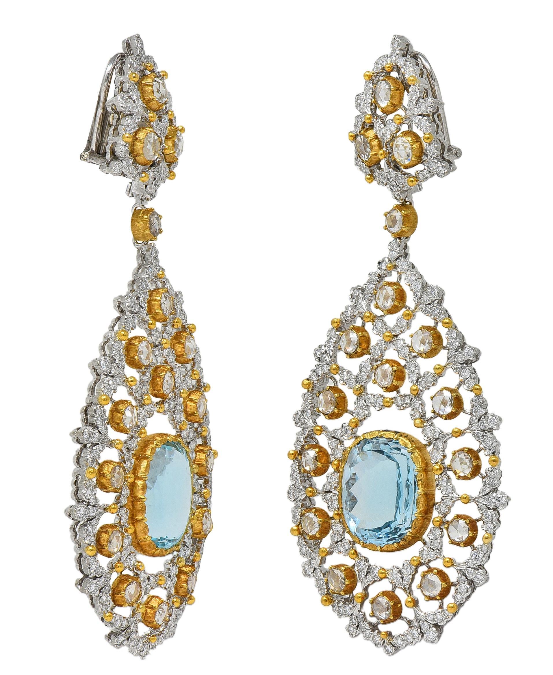 Boucles d'oreilles Jour et Nuit en or 18K de Buccellati avec aigue-marine et diamant en vente 6