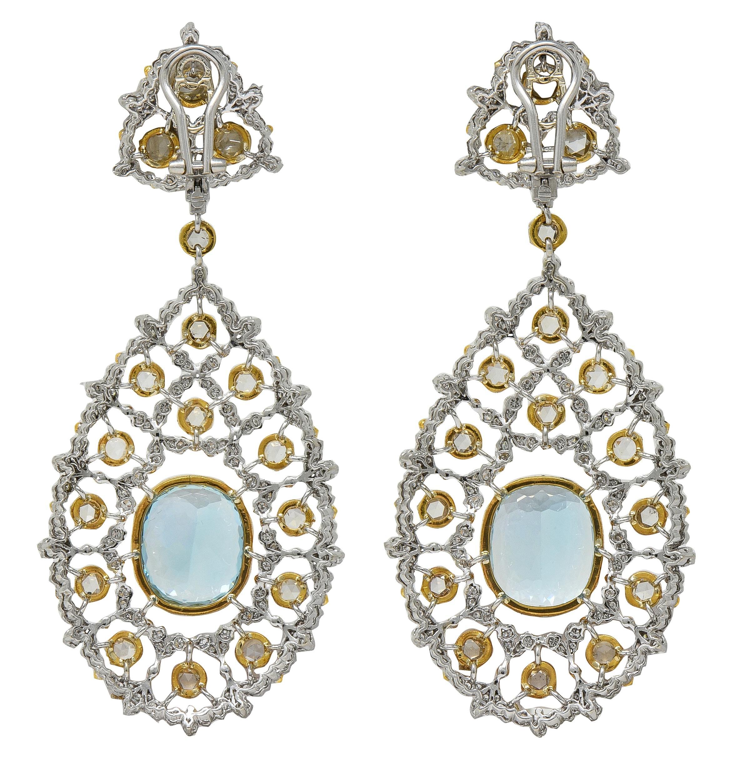 Boucles d'oreilles Jour et Nuit en or 18K de Buccellati avec aigue-marine et diamant Excellent état - En vente à Philadelphia, PA