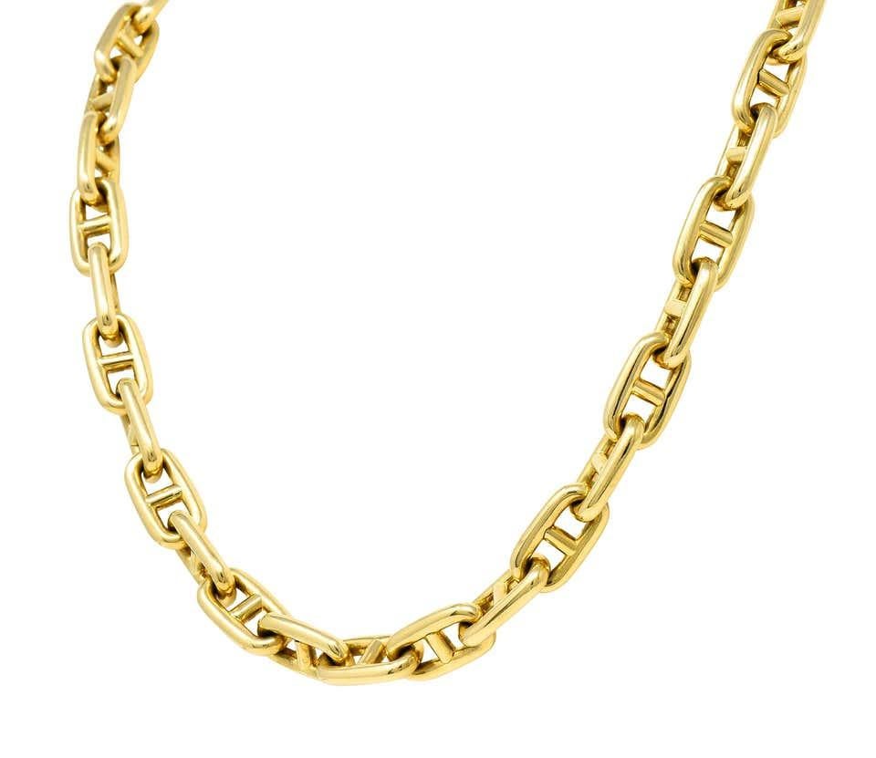 Contemporary Substantial Bulgari 18K Gold Mariner Link Chain Necklace  For Sale