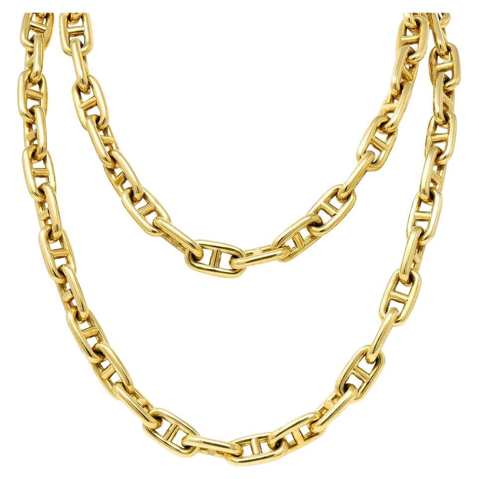 Substantial Bulgari 18K Gold Mariner Link Chain Necklace 