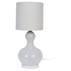 Sustancial Lámpara de sobremesa de cristal de Murano blanco moteado Carlo Nason para Mazzega, años 70