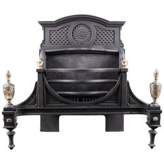 Substantial Cast Iron and Brass Late Georgian Fire Basket Sun Burst, circa 1870