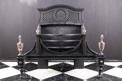 Substantial Cast Iron & Brass Late Georgian Fire Basket, English Circa 1870