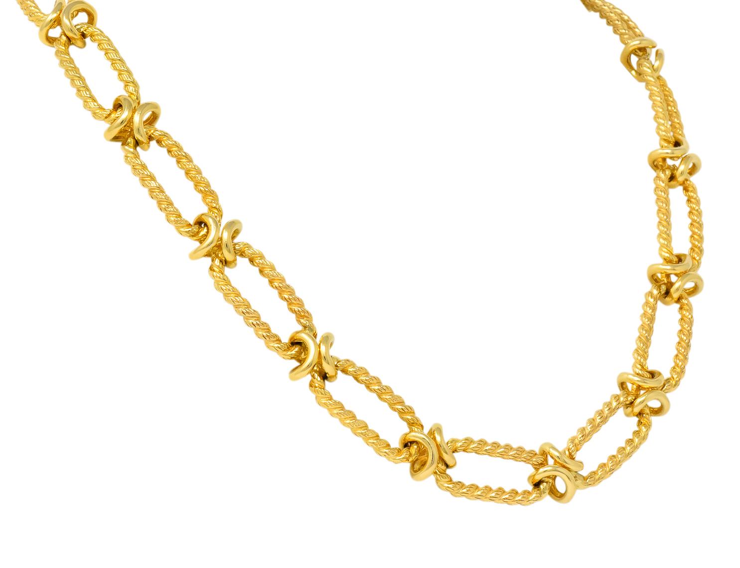 Substantial Contemporary 14 Karat Gold Necklace with Extender at