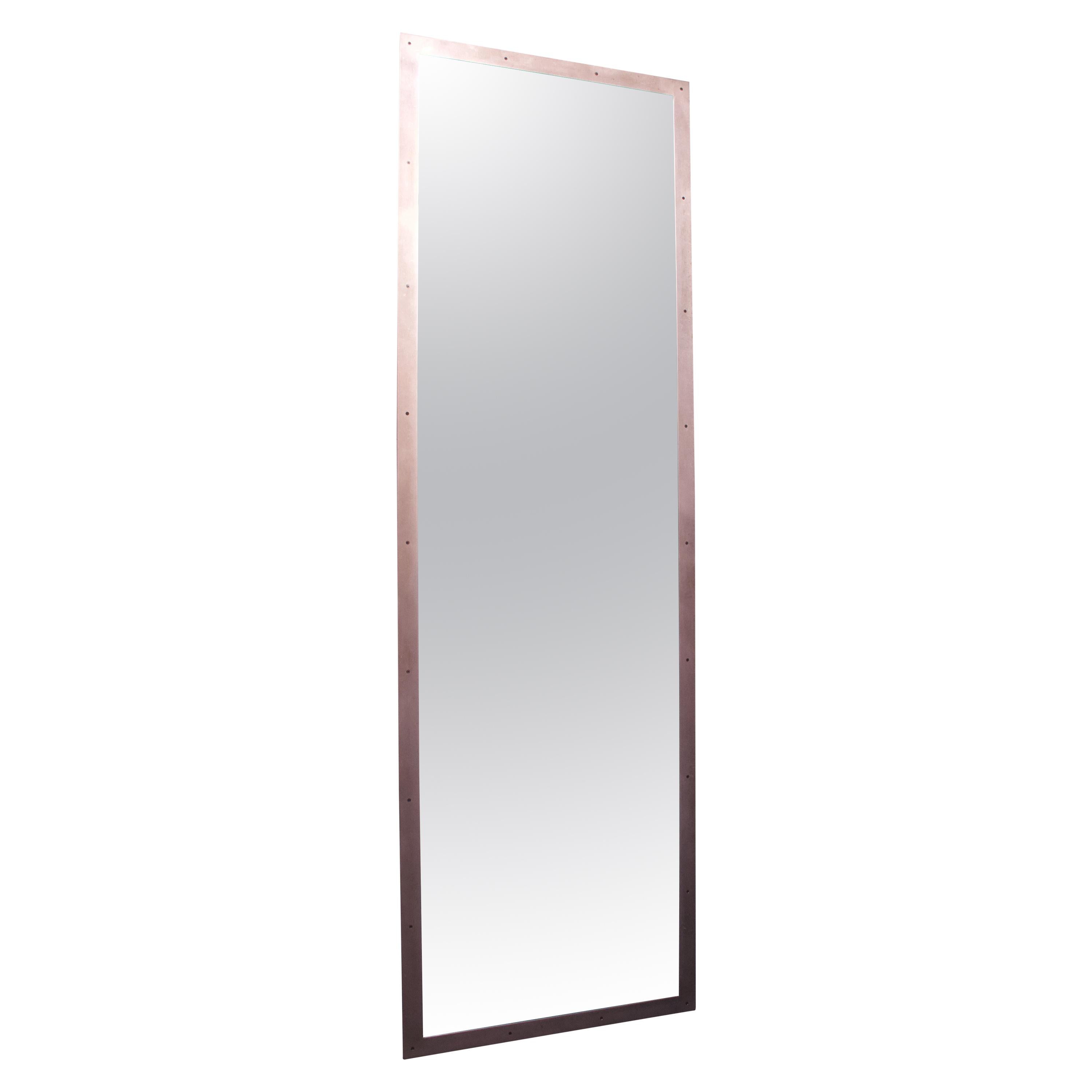 Substantial Contemporary Modern Industrial Steel Floor Mirror For Sale