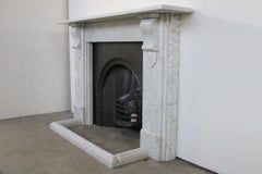 Substantial Corbeled Victorian Carrara Marble Fireplace Surround