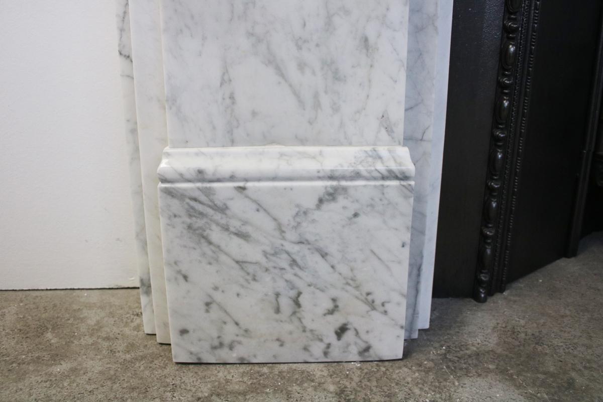Substantial Corbeled Victorian Carrara Marble Fireplace Surround 1