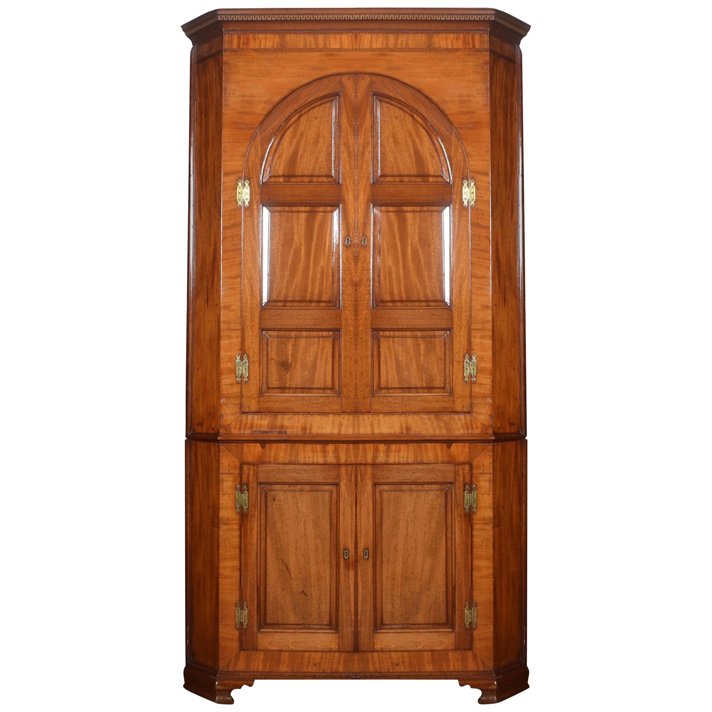 Substantial Country House Mahogany Corner Cupboard For Sale