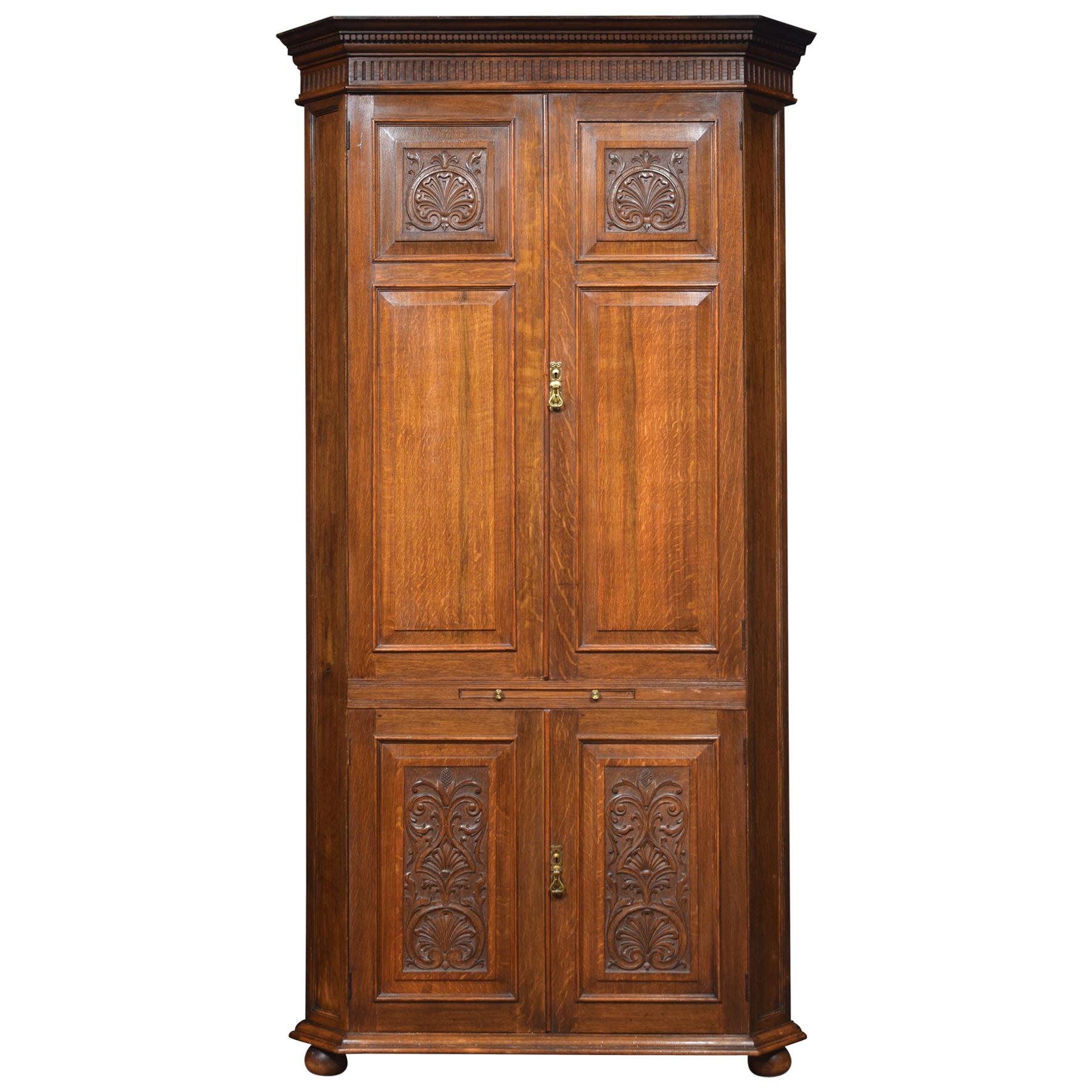 Substantial Country House Oak Floor Standing Corner Cupboard