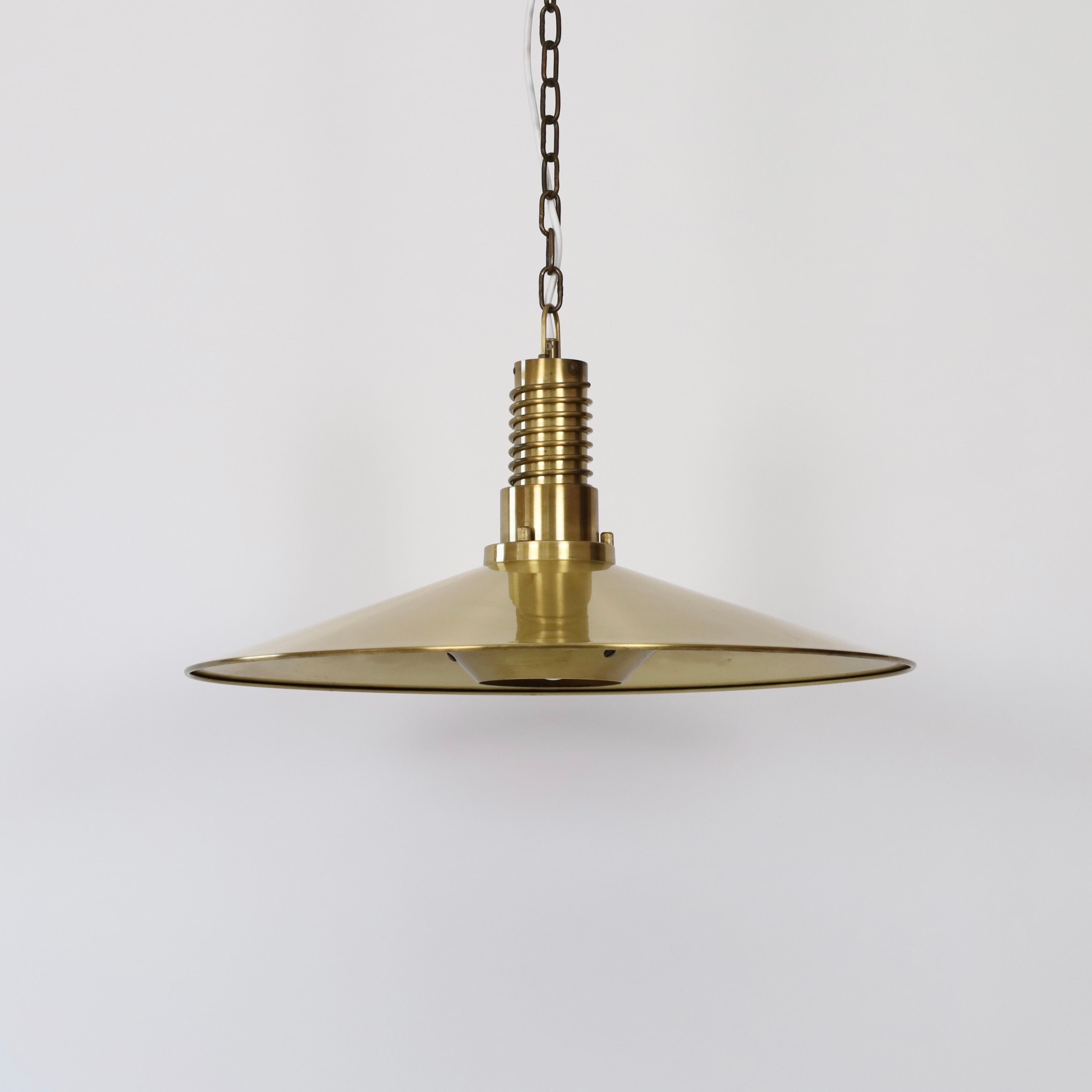 Substantial Danish Modern Brass Pendant Light by Fog & Morup, 1960s, Denmark For Sale 9