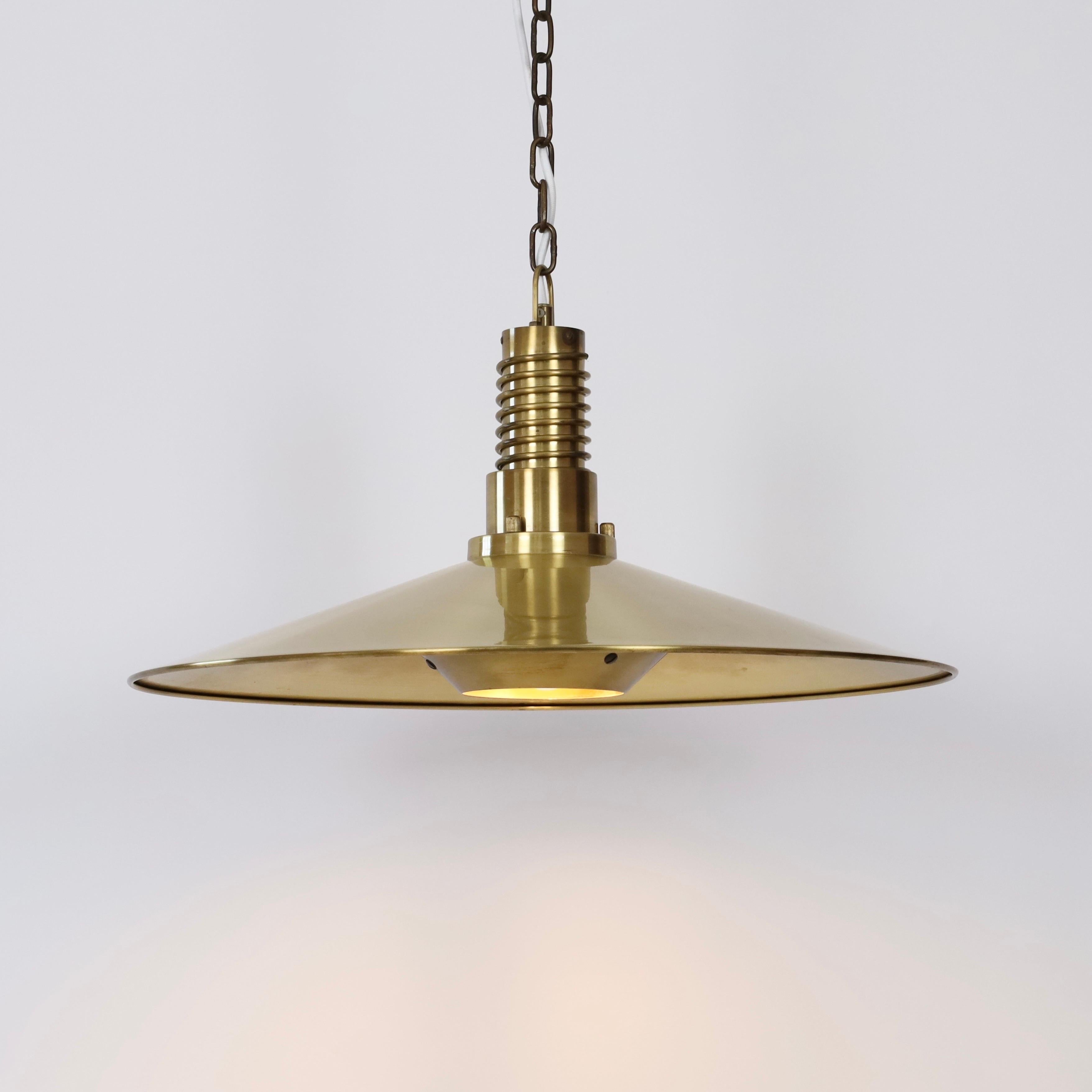 Metal Substantial Danish Modern Brass Pendant Light by Fog & Morup, 1960s, Denmark For Sale