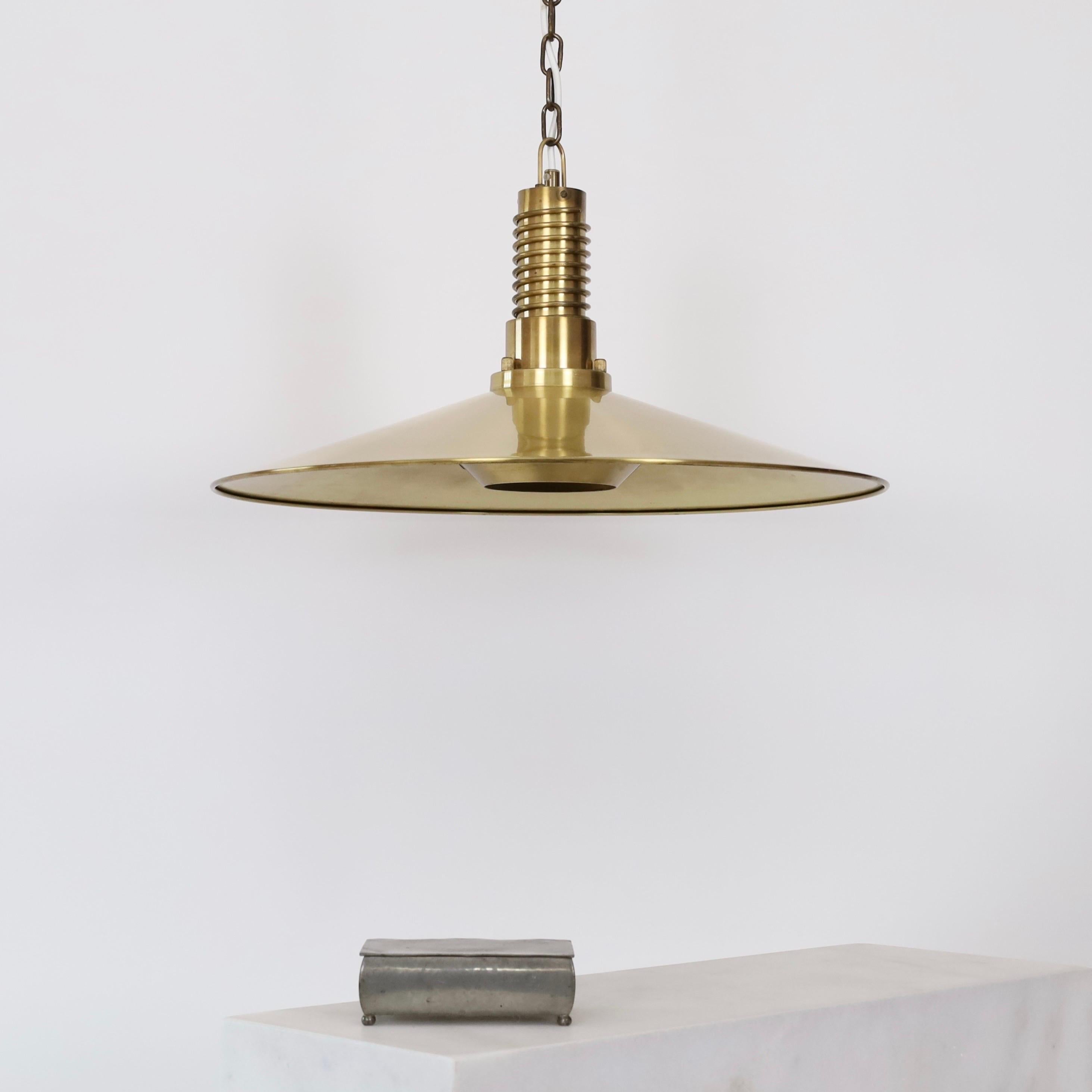 Substantial Danish Modern Brass Pendant Light by Fog & Morup, 1960s, Denmark For Sale 1