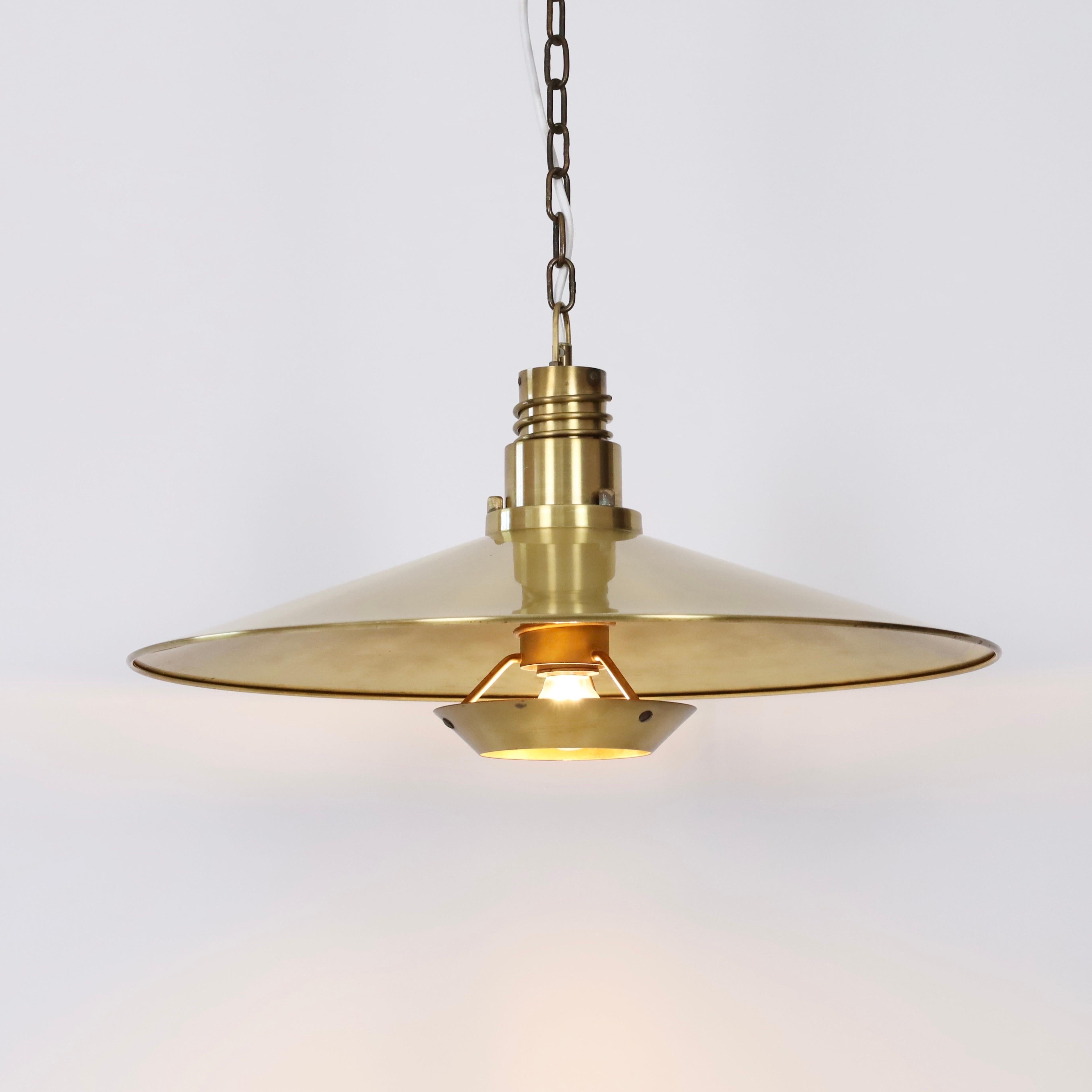 Substantial Danish Modern Brass Pendant Light by Fog & Morup, 1960s, Denmark For Sale 2
