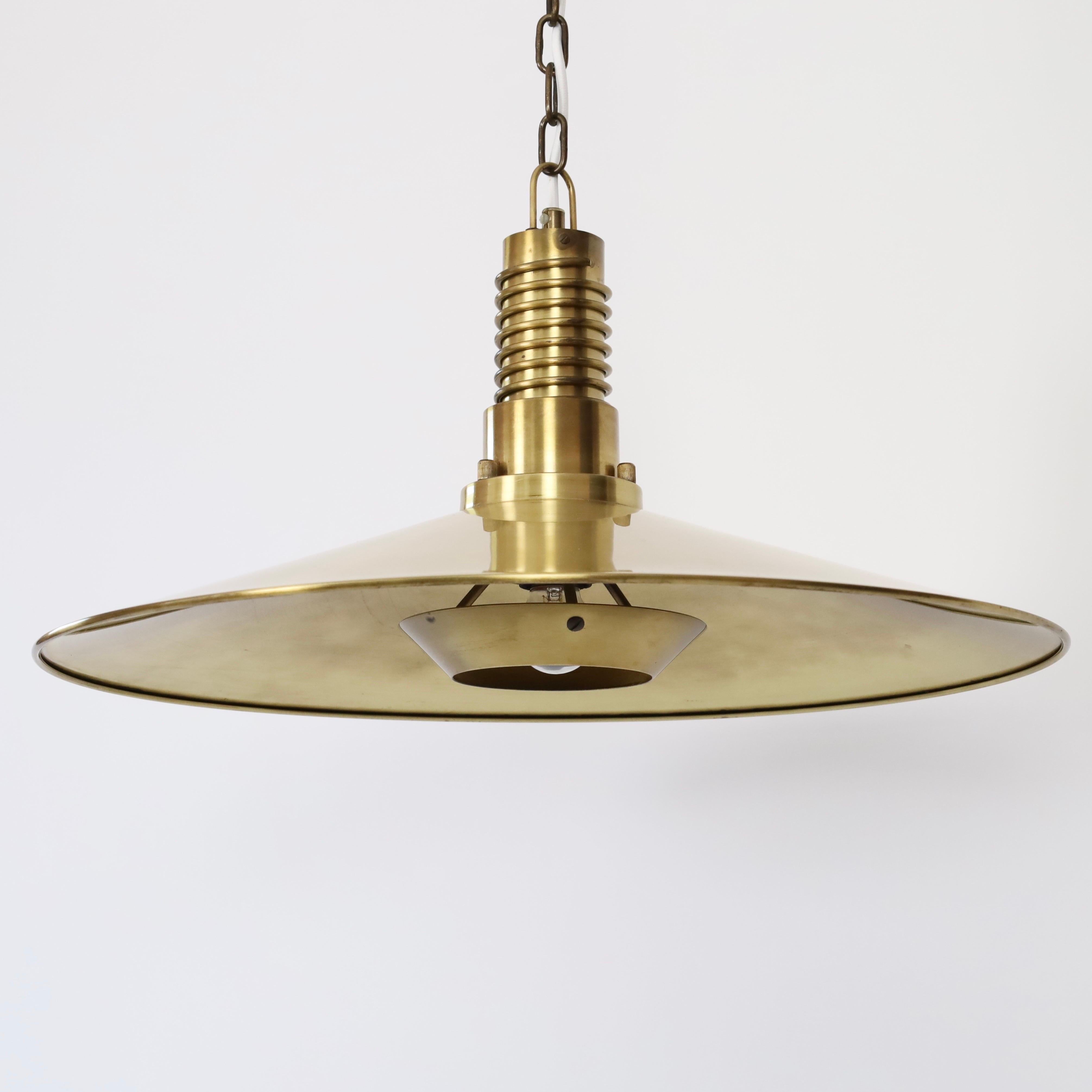 Substantial Danish Modern Brass Pendant Light by Fog & Morup, 1960s, Denmark For Sale 3