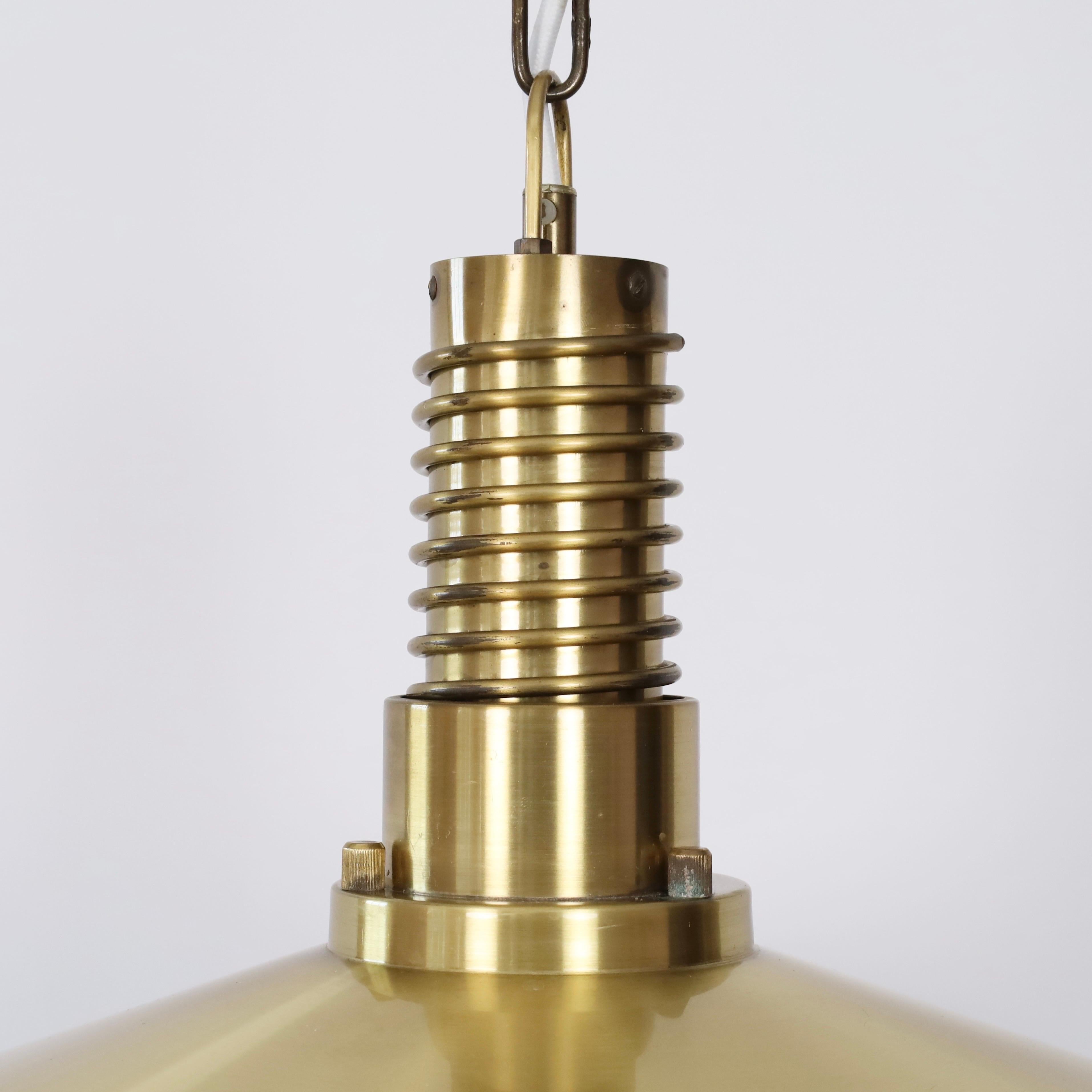 Substantial Danish Modern Brass Pendant Light by Fog & Morup, 1960s, Denmark For Sale 4