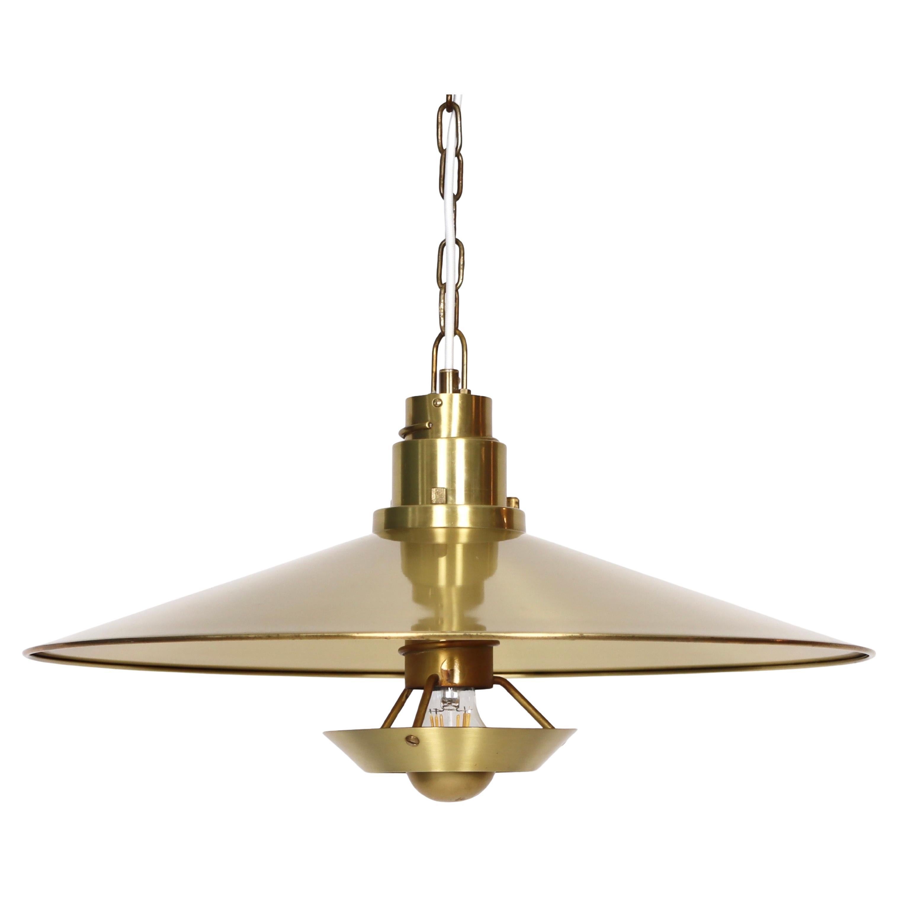 Substantial Danish Modern Brass Pendant Light by Fog & Morup, 1960s, Denmark