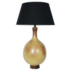 Substantial David Cressey Pale Olive & Umber Art Pottery Table Lamp, 1960's