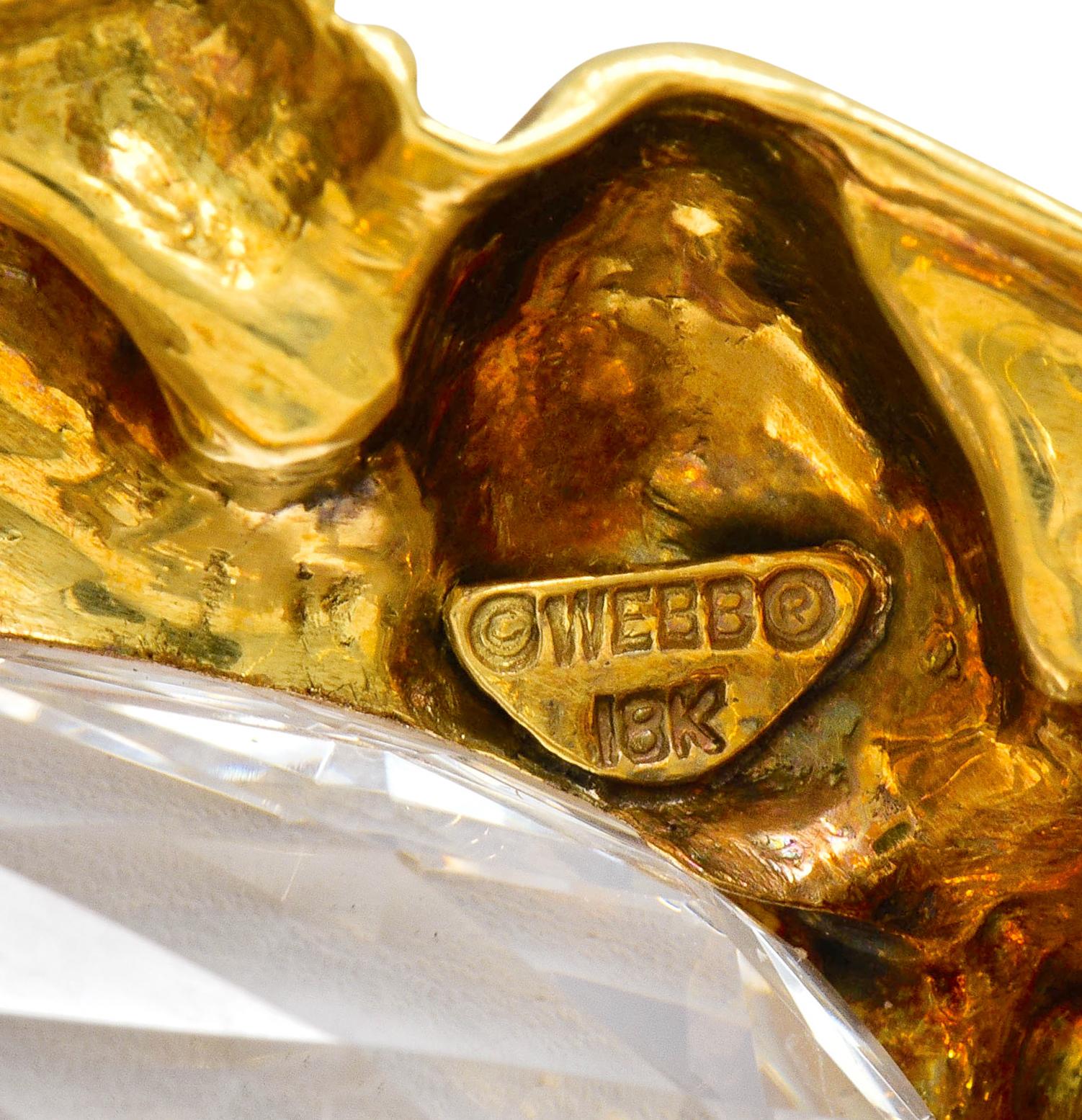 Substantial David Webb Diamond Rock Crystal 18 Karat Gold Lion Pendant Brooch 1