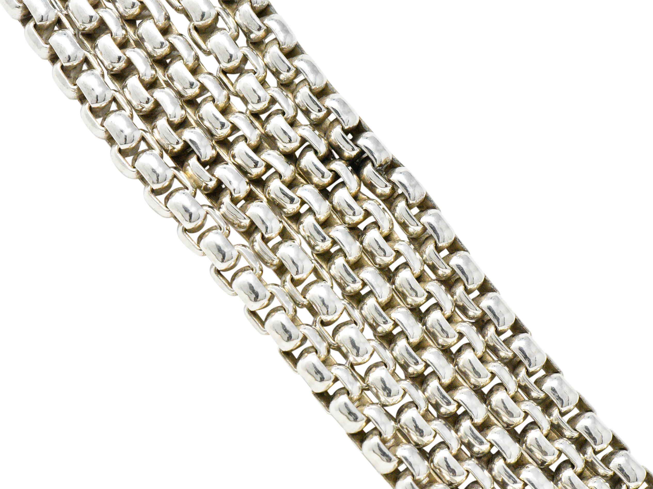 David Yurman Quatrefoil 18 Karat Gold Sterlingsilber Mehrreihige Halskette (Moderne)
