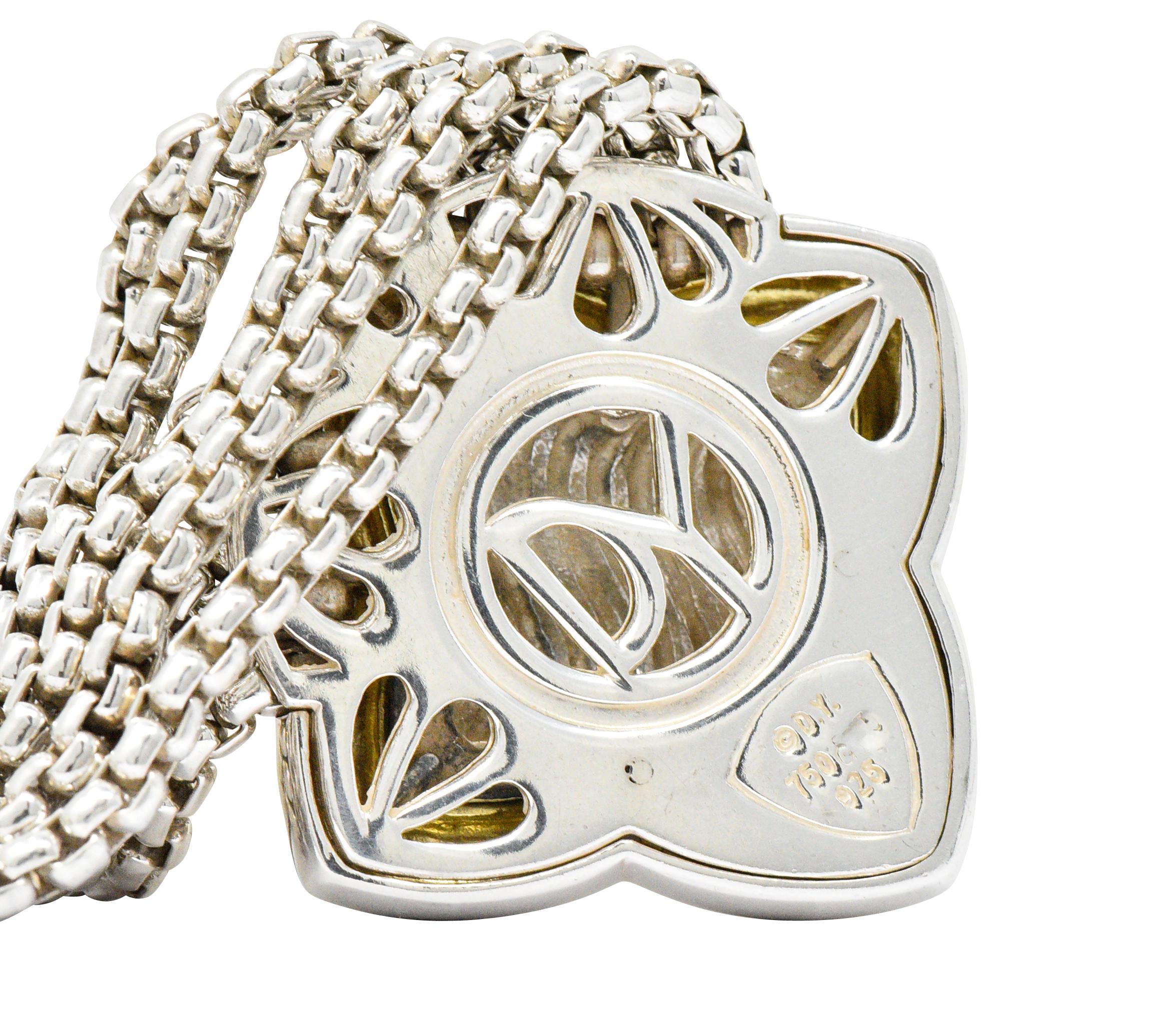 David Yurman Quatrefoil 18 Karat Gold Sterlingsilber Mehrreihige Halskette für Damen oder Herren
