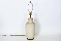 Substantial Design-Technics Textured Cream Glaze Pottery Table Lamp, 1950's