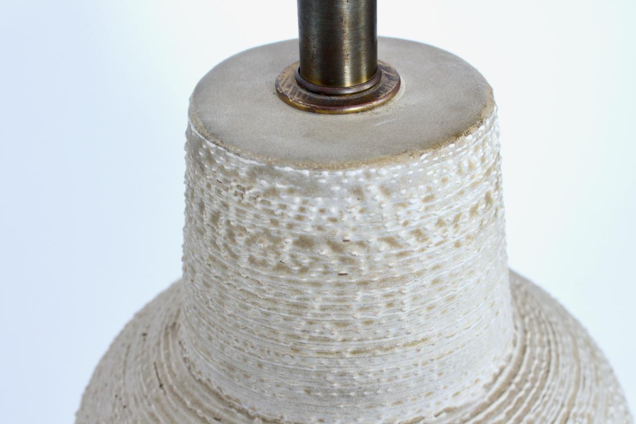 Substantial Design-Technics Warm Cream Glaze Textured Pottery Table Lamp, 1950's For Sale 1