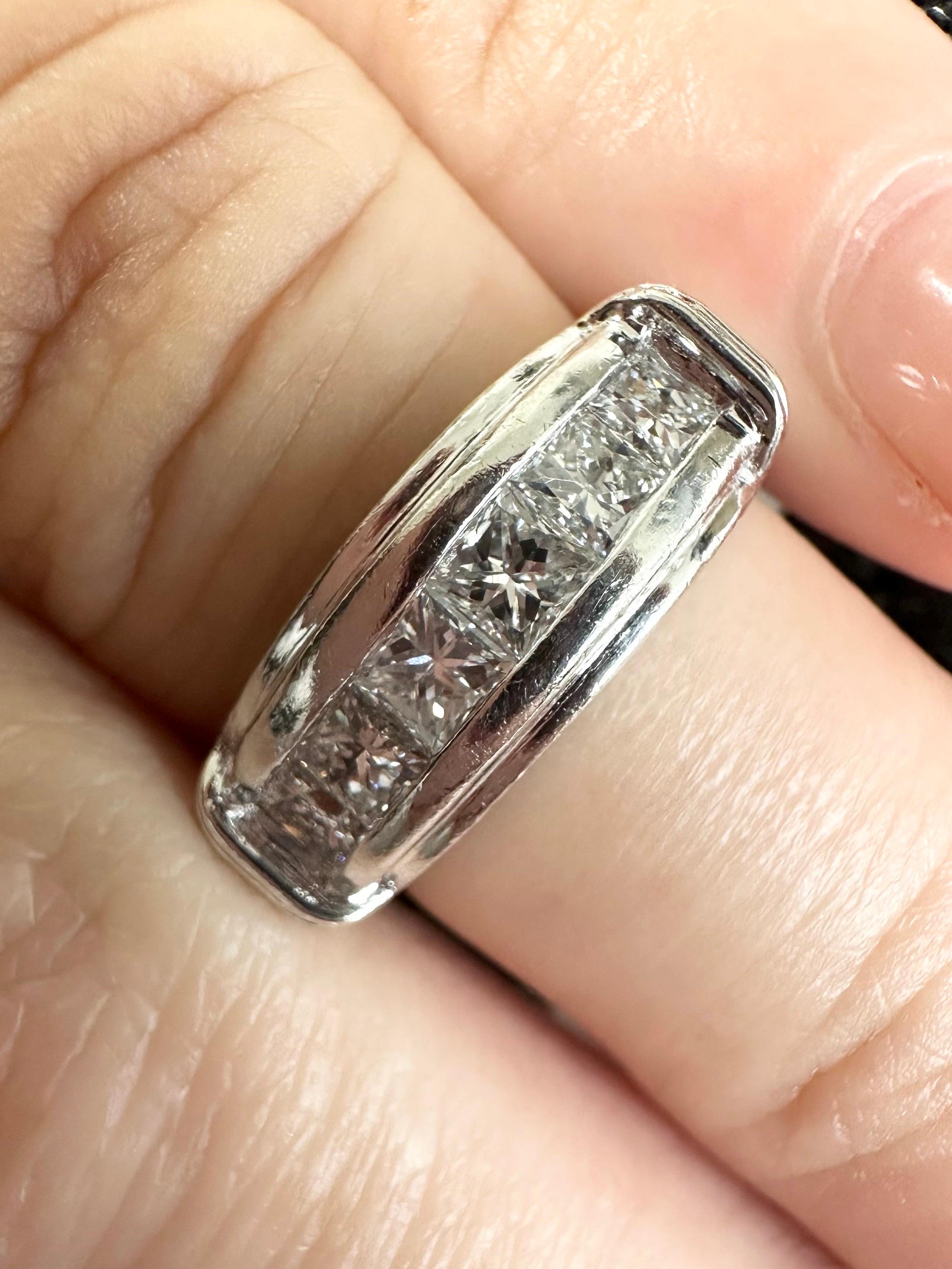 Substantial Diamond Wedding Band Platinum Diamond Ring 0.75 Carat For Sale 1