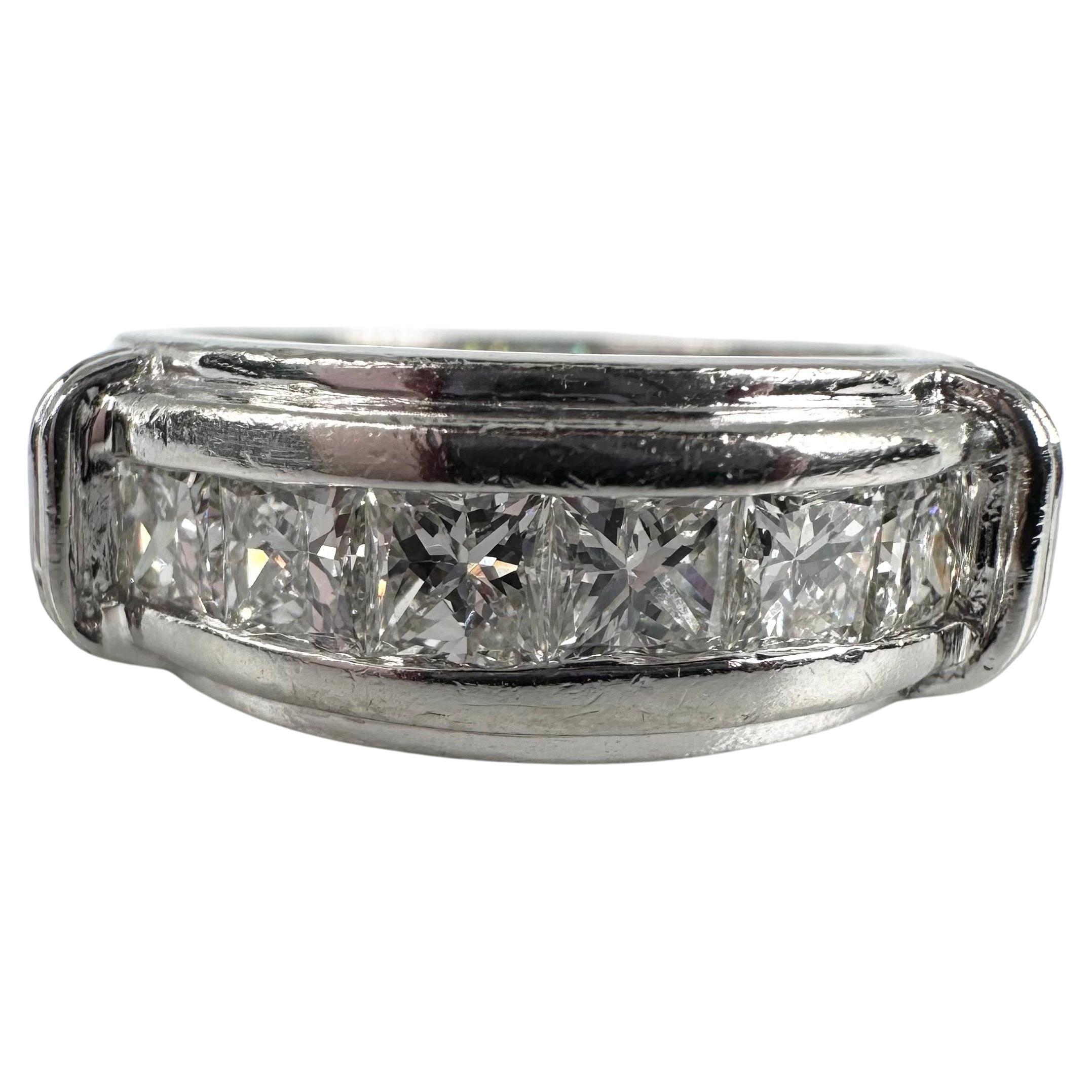 Substantial Diamond Wedding Band Platinum Diamond Ring 0.75 Carat For Sale