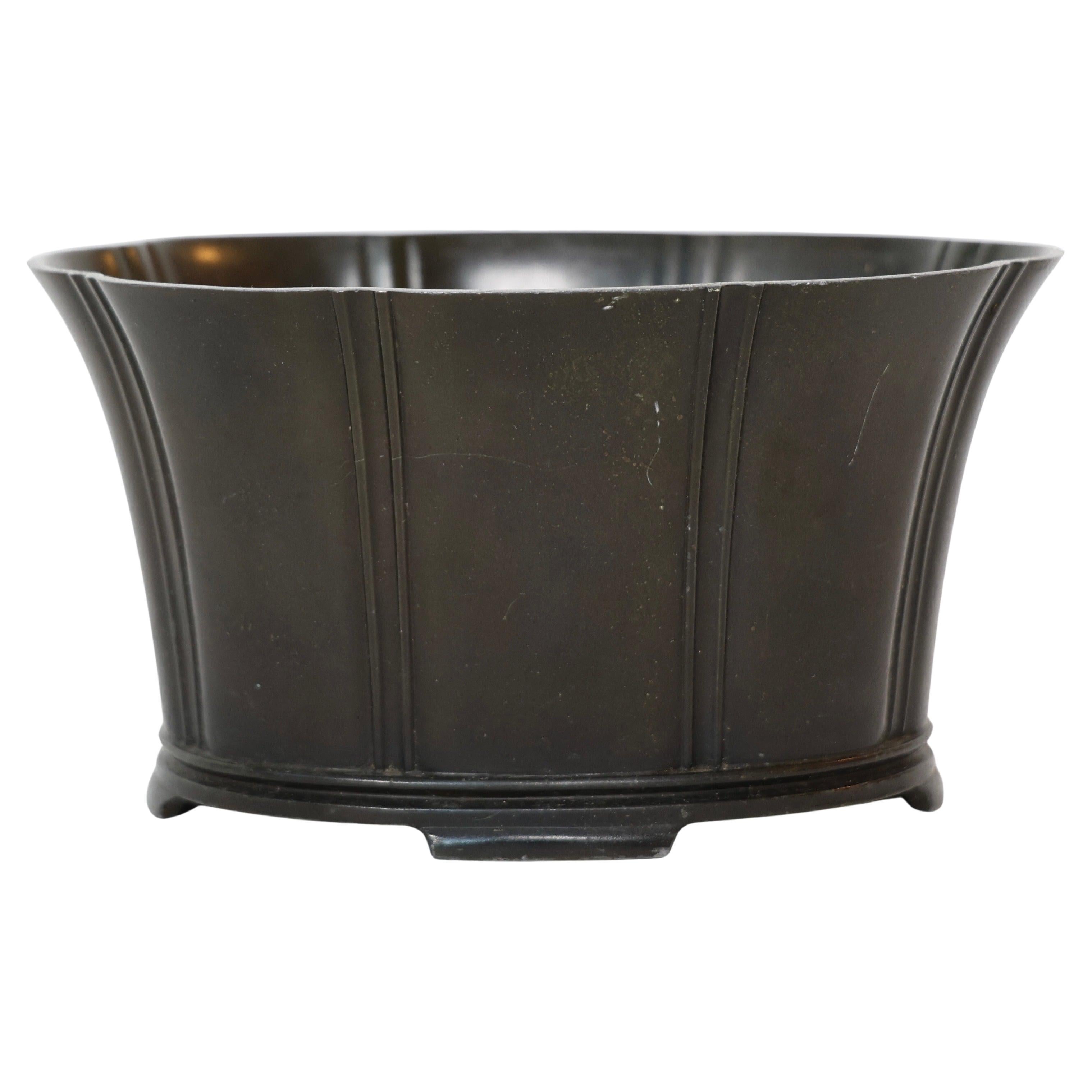 Importante Jardinière Diskometal de Just Andersen, années 1940, Danemark