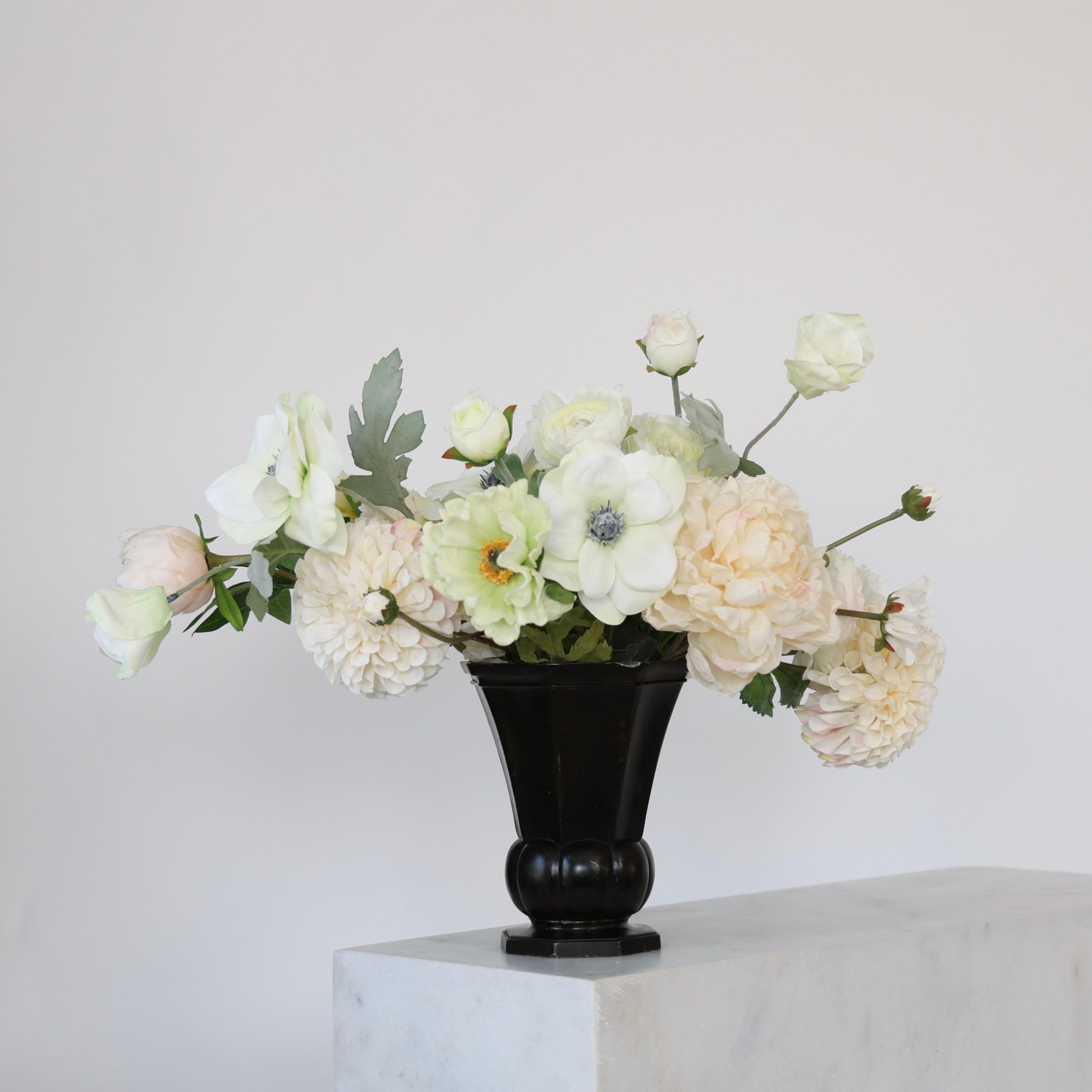 Large Diskometal Vase designed by Just Andersen in the 1930s. An impressive piece for a beautiful table. 

* Eight-sided cone-shaped vase in diskometal  
* Designer: Just Andersen
* Model: D1932
* Year: 1937
* Condition: Fair vintage condition.