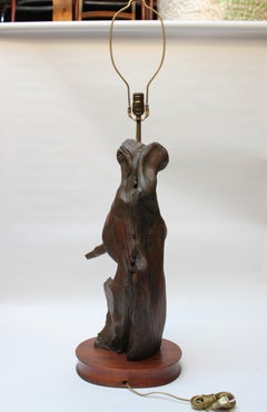 Substantial Driftwood Table Lamp on Mahogany Base