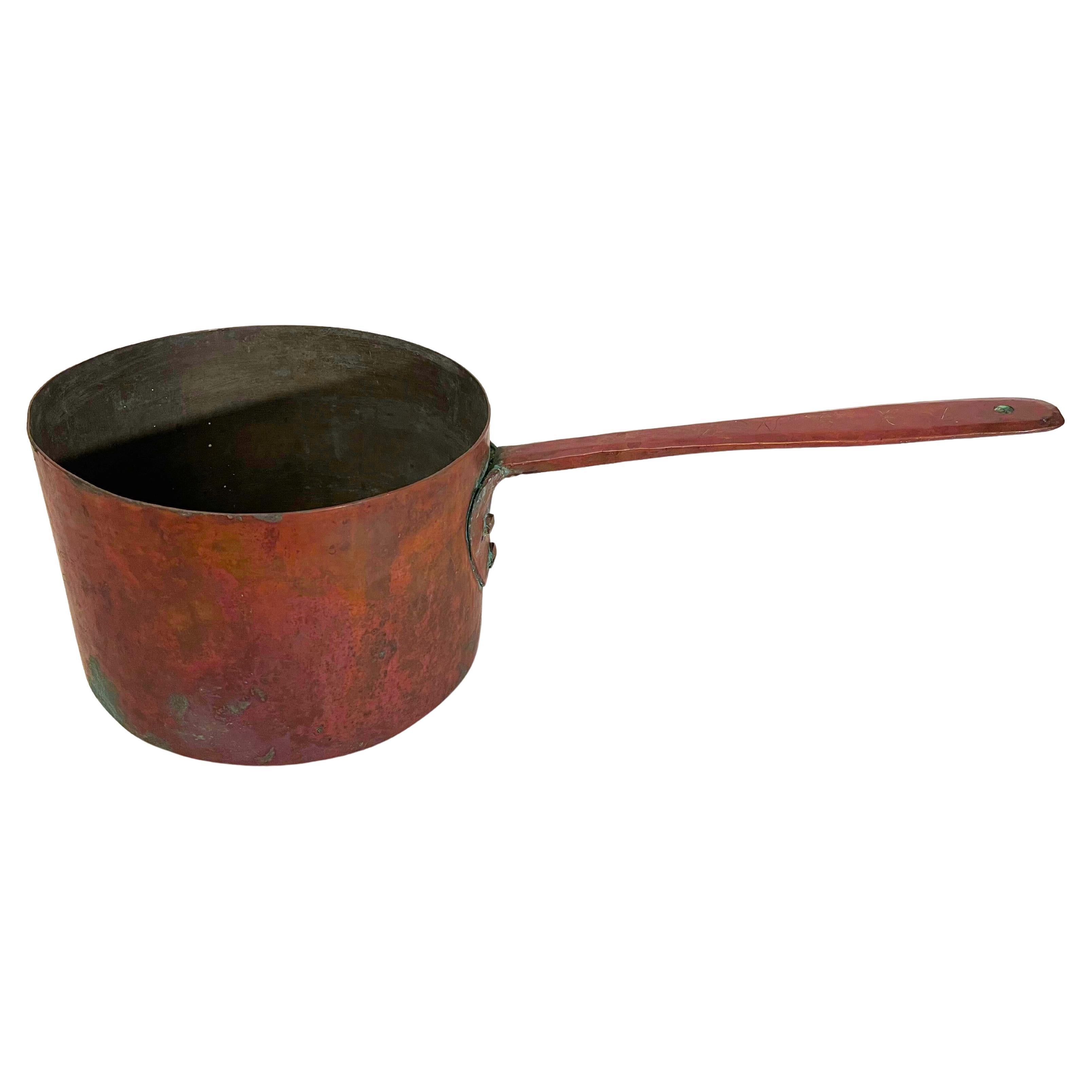 Pentola da cucina in rame di grandi dimensioni, sostanziale, dell
inizio del XIX secolo, della Pennsylvania, primitiva