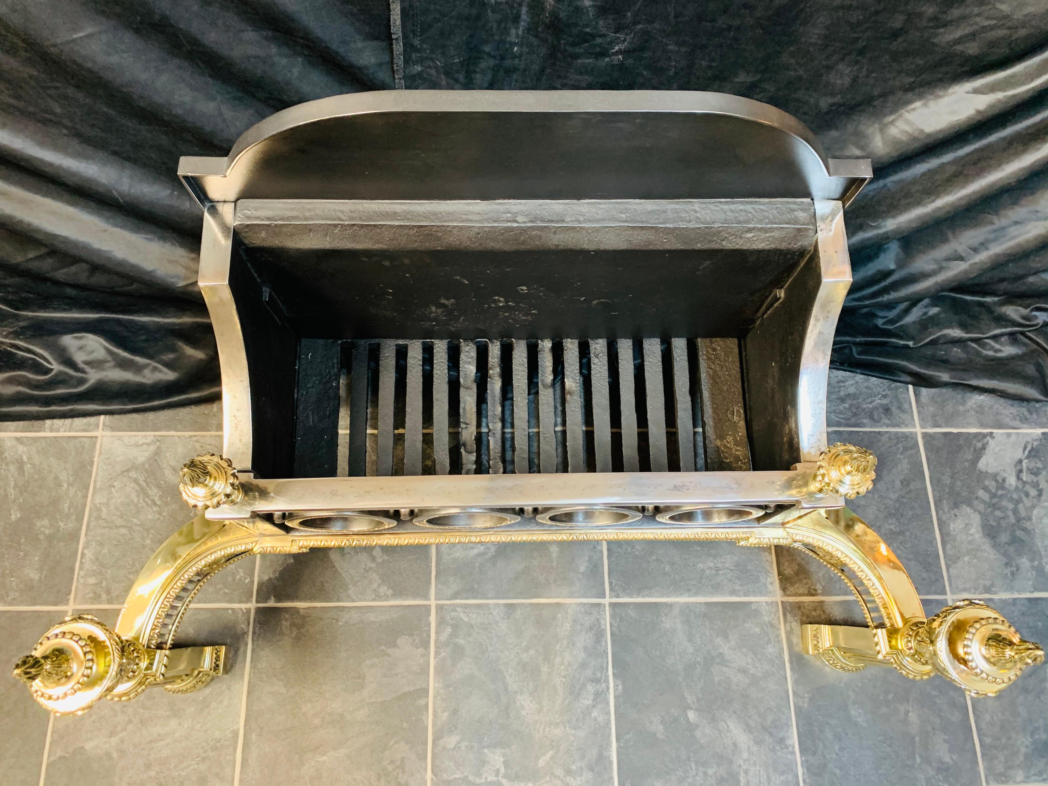 Substantial Early 19th Century Regency Brass and Steel Fire Grate Basket For Sale 6