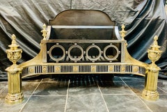 Substantial Early 19th Century Regency Brass and Steel Fire Grate Basket