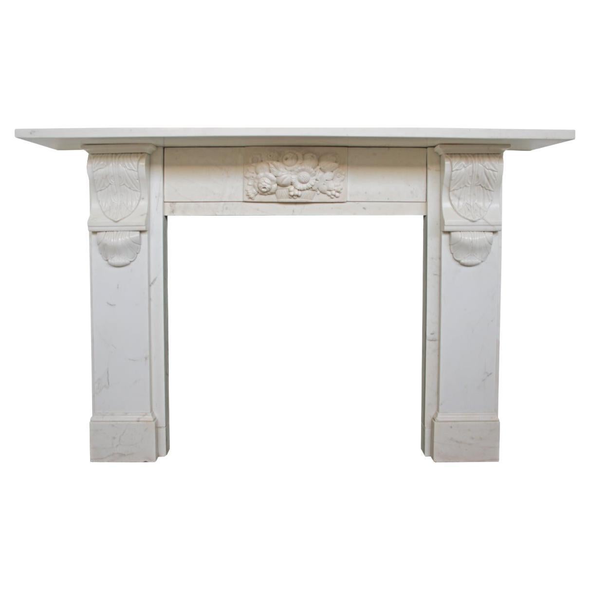 Substantial Early Victorian Statuary Marble Fireplace Surround