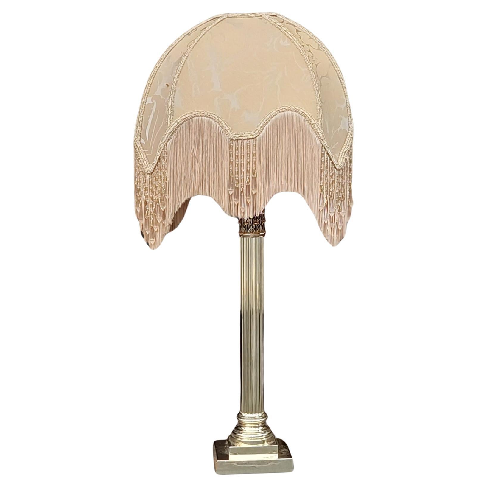 Substantial Edwardian Brass Corinthian Column Table Lamp For Sale