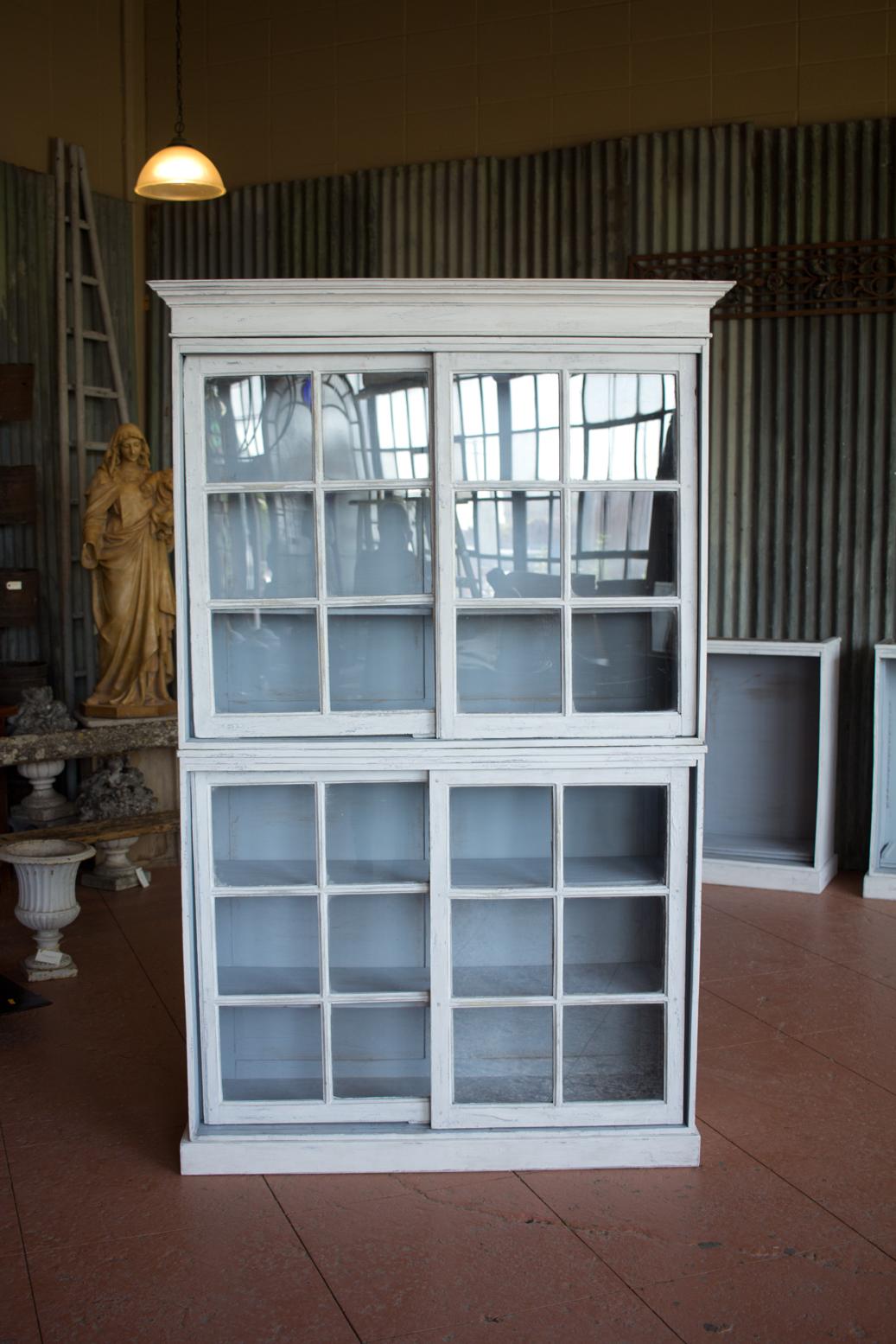 British Substantial English Glazed Bookcase or Cabinet