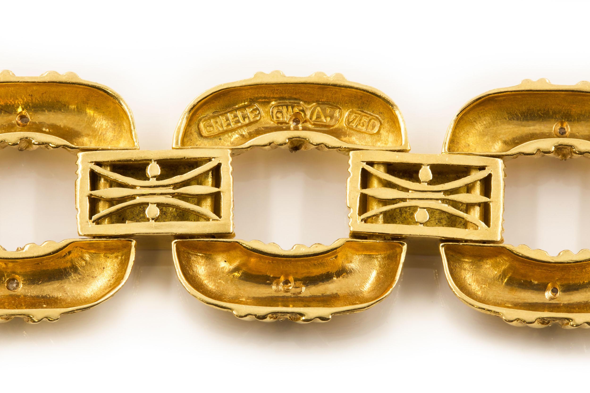 Bracelet grec à maillons ouverts en or 18k d'une grande valeur patrimoniale en vente 2