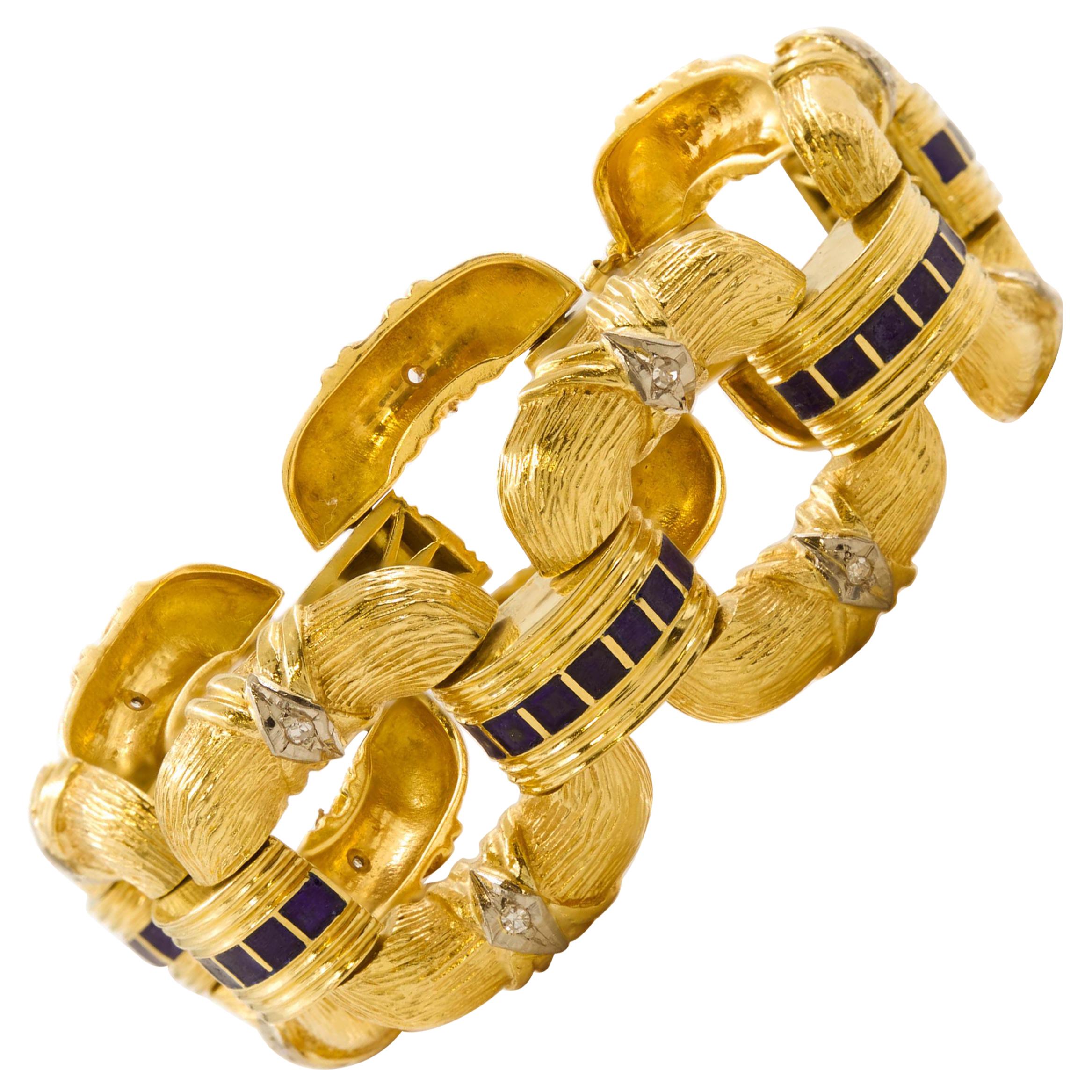 Substantial Estate 18k Gold Greek Open-Link Bracelet For Sale
