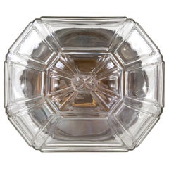 Substantial Faceted Molded Glass Flush Mount