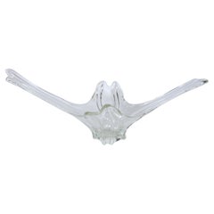 Substantial French Daum Style Swallowtail like Clear Lead Crystal Container