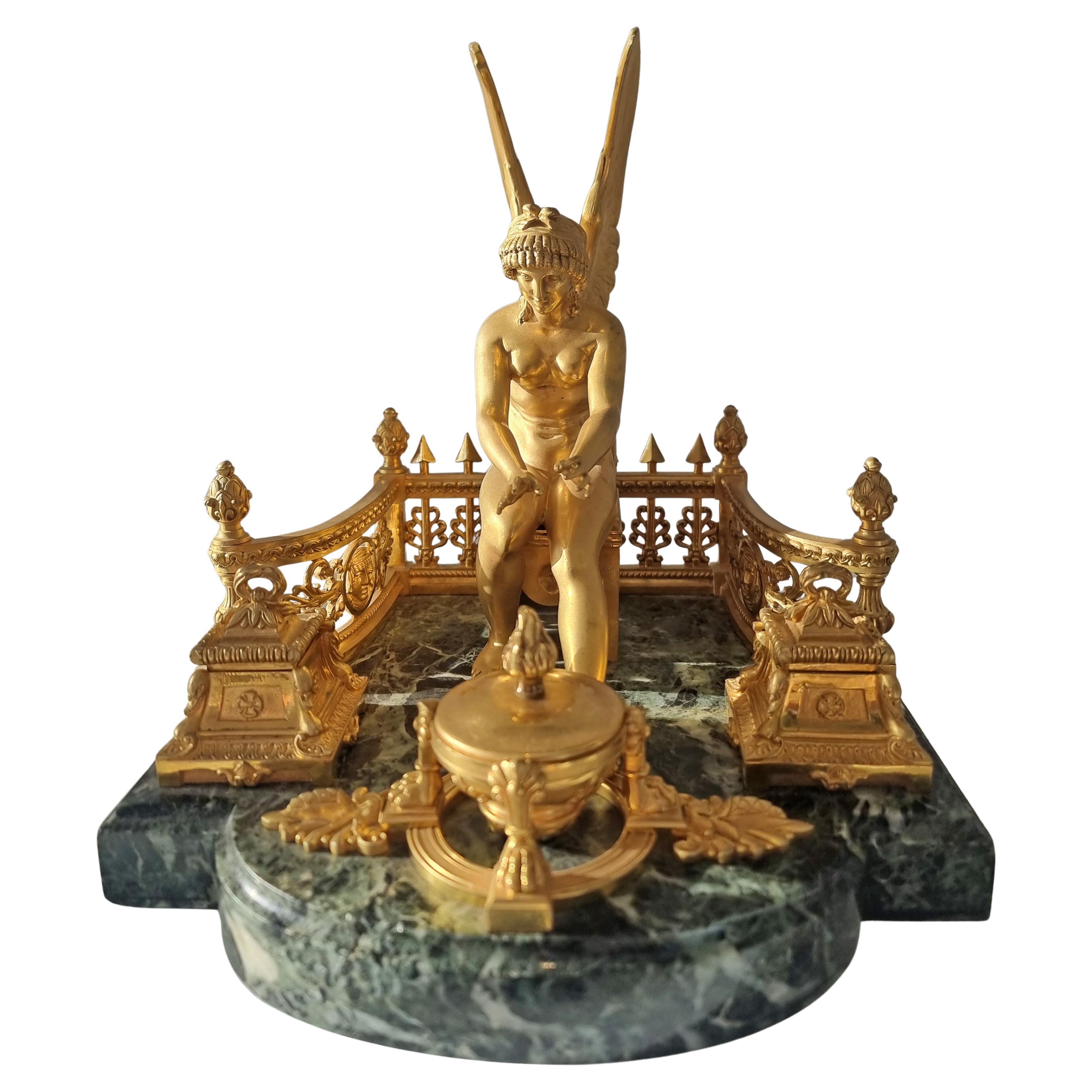 Encrier figuratif Empire français de grande taille en vente