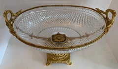 Substantial French Ormolu Doré Bronze Cut Crystal Baccarat Pedestal Centerpiece