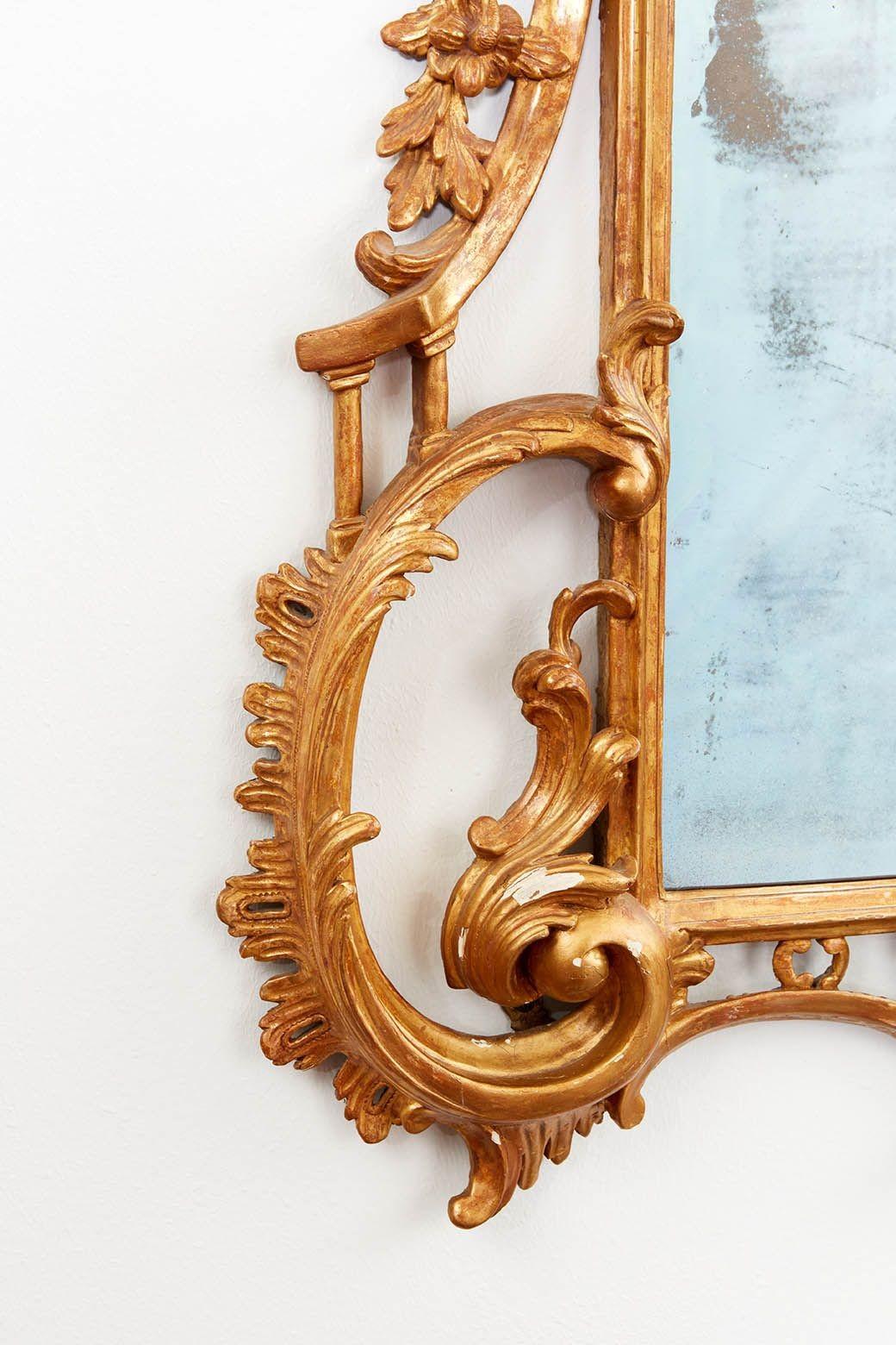 Mid-18th Century Substantial Georgian Rococo Giltwood Mirror For Sale